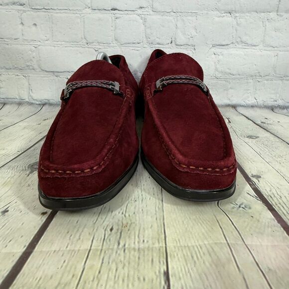 Stacy Adams Velvet Derby Loafer Men Size 11 Slip On Burgundy Dress Church Shoes - Picture 2 of 13
